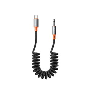 McDodo Typ-C auf AUX 3.5 Stecker Spiralkabel Schwarz 1.8m