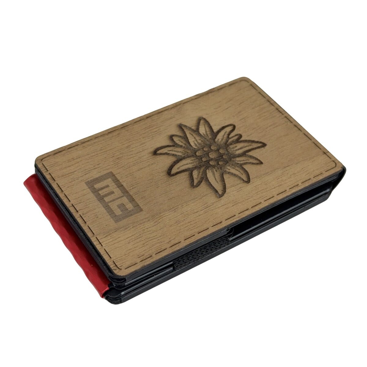 MAGIC CLIP MagSafe Swiss Wallet Kartenetui Walnuss Edelweiss mit RFID Schutz – Bild 2