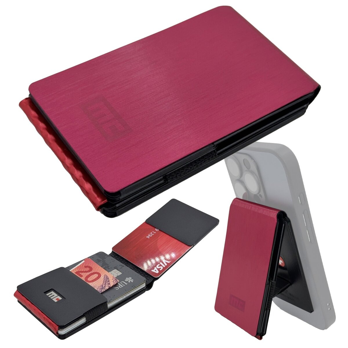 MAGIC CLIP MagSafe Swiss Wallet Kartenetui gebürstetes Pink