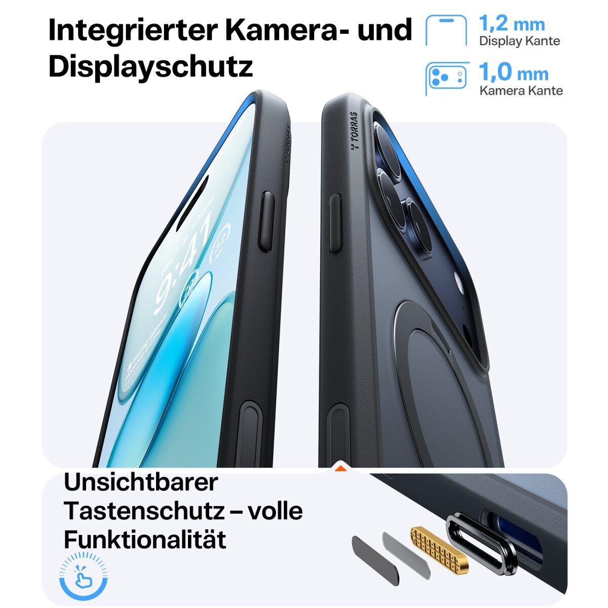 TORRAS Schutzhülle mit 360° Standring Schwarz für iPhone 17 Pro Max – Bild 4