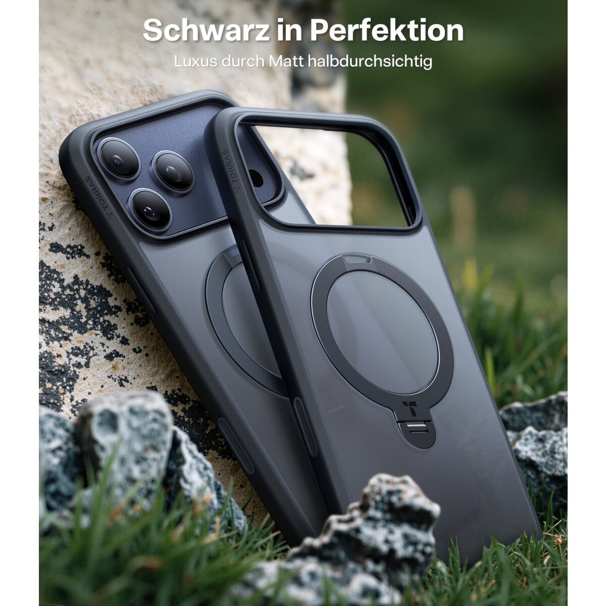 TORRAS Schutzhülle mit 360° Standring Schwarz für iPhone 17 Pro Max – Bild 5