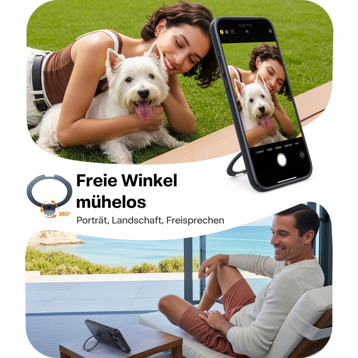 TORRAS Schutzhülle mit 360° Standring Schwarz für iPhone 17 Pro Max – Bild 7