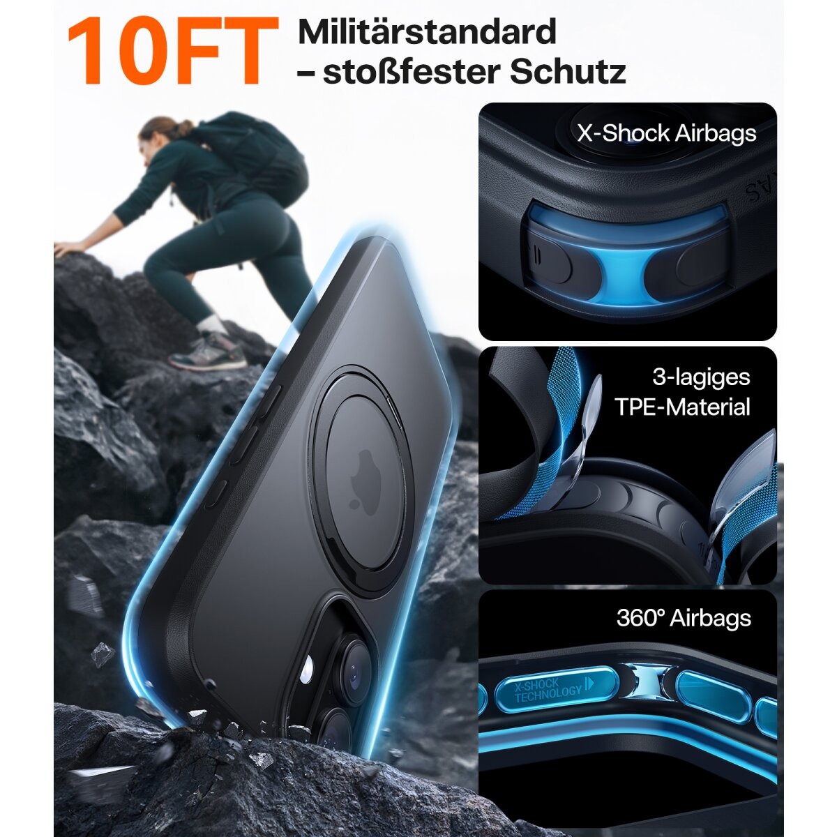 TORRAS UPRO Ostand Pro TPU Schutzhülle mit Standfunktion für iPhone 17 – Bild 5