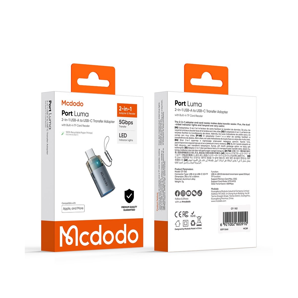McDodo – 2-in-1 USB-A auf Typ-C Adapter mit TF-Kartenleser – Bild 11