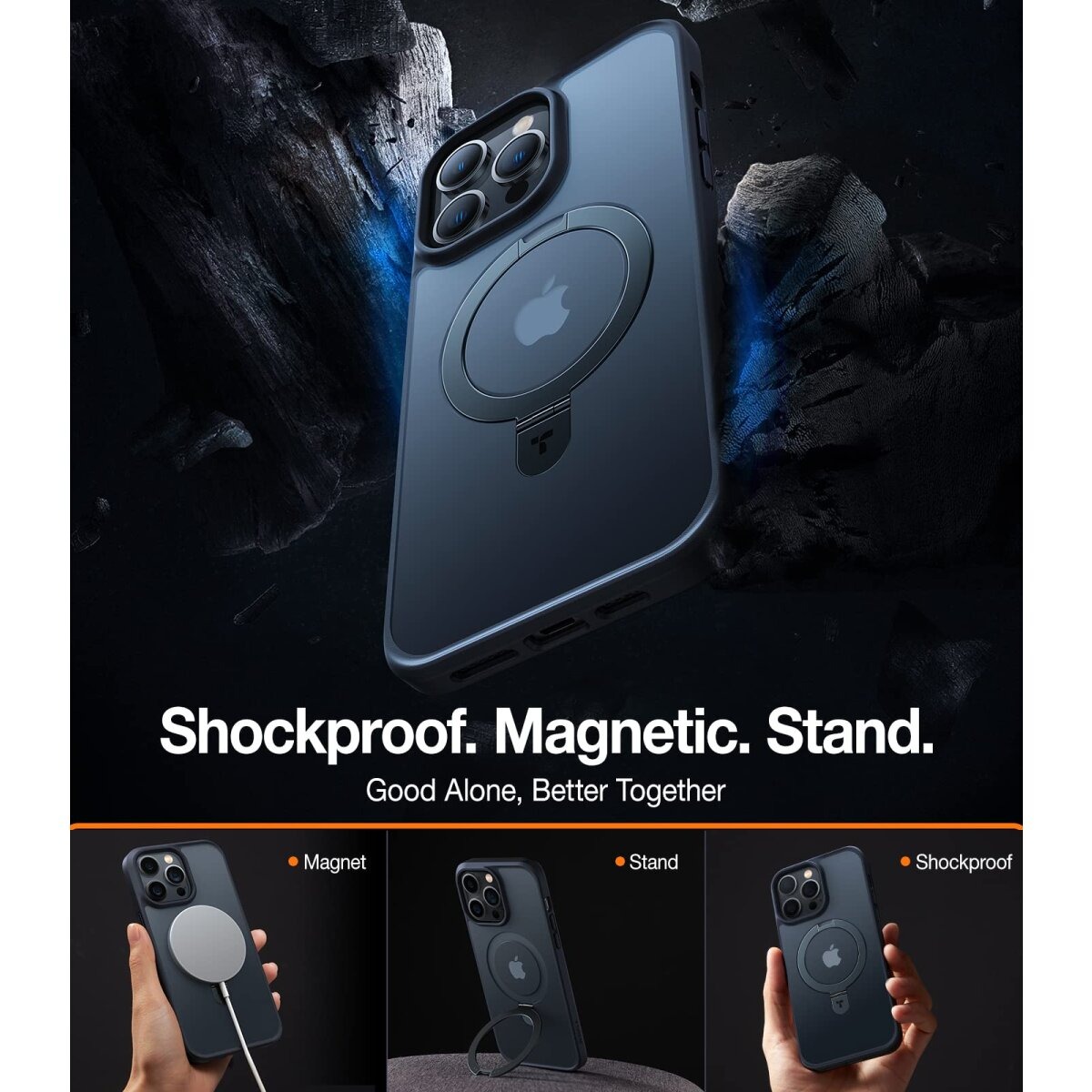 TORRAS UPRO Ostand Matte Schutzhülle mit Ständer iPhone 14 Pro Max – Bild 6