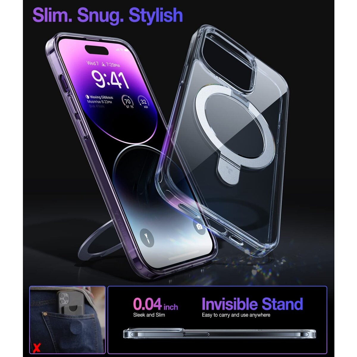 TORRAS UPRO Ostand Clear Schutzhülle für iPhone 14 Pro Max transparent – Bild 2