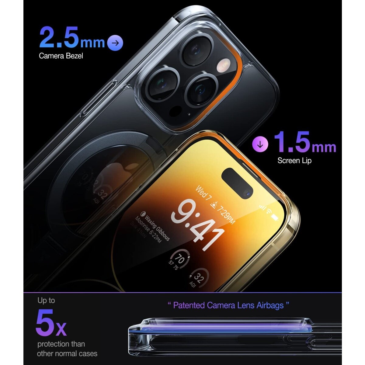 TORRAS UPRO Ostand Clear Schutzhülle für iPhone 14 Pro Max transparent – Bild 4