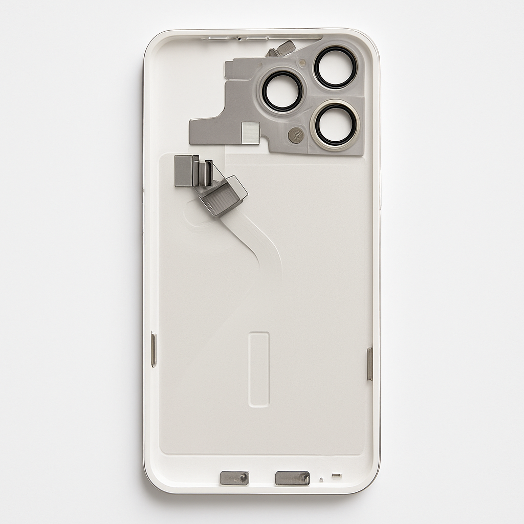 iPhone 15 Pro Rückglas (Premium) komplett Titan weiss