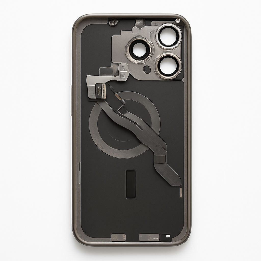 iPhone 15 Pro Rückglas (Premium) komplett Titan natur