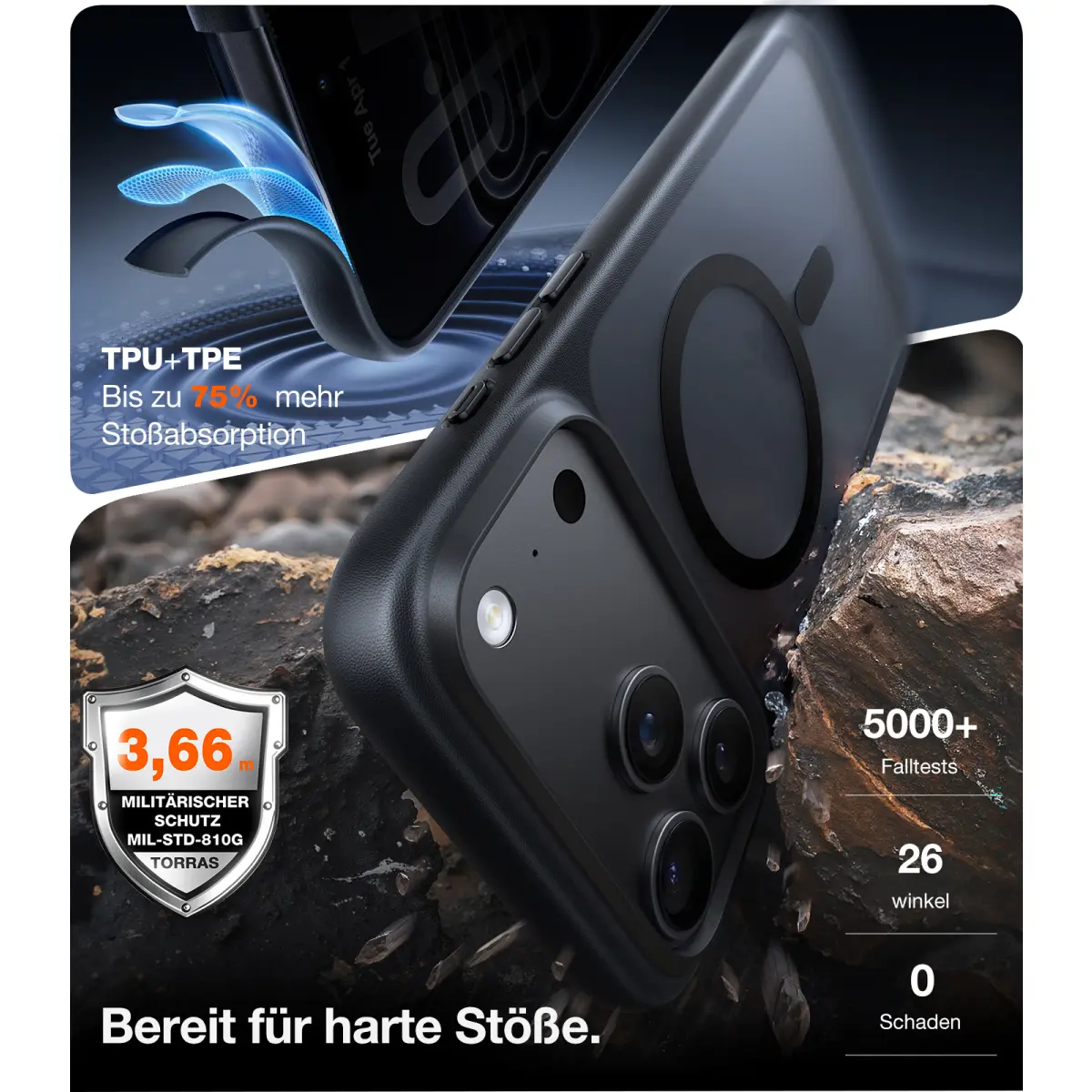 TORRAS Guardian MagSafe Schutzhülle Backcover Schwarz für iPhone 18 Pro – Bild 7