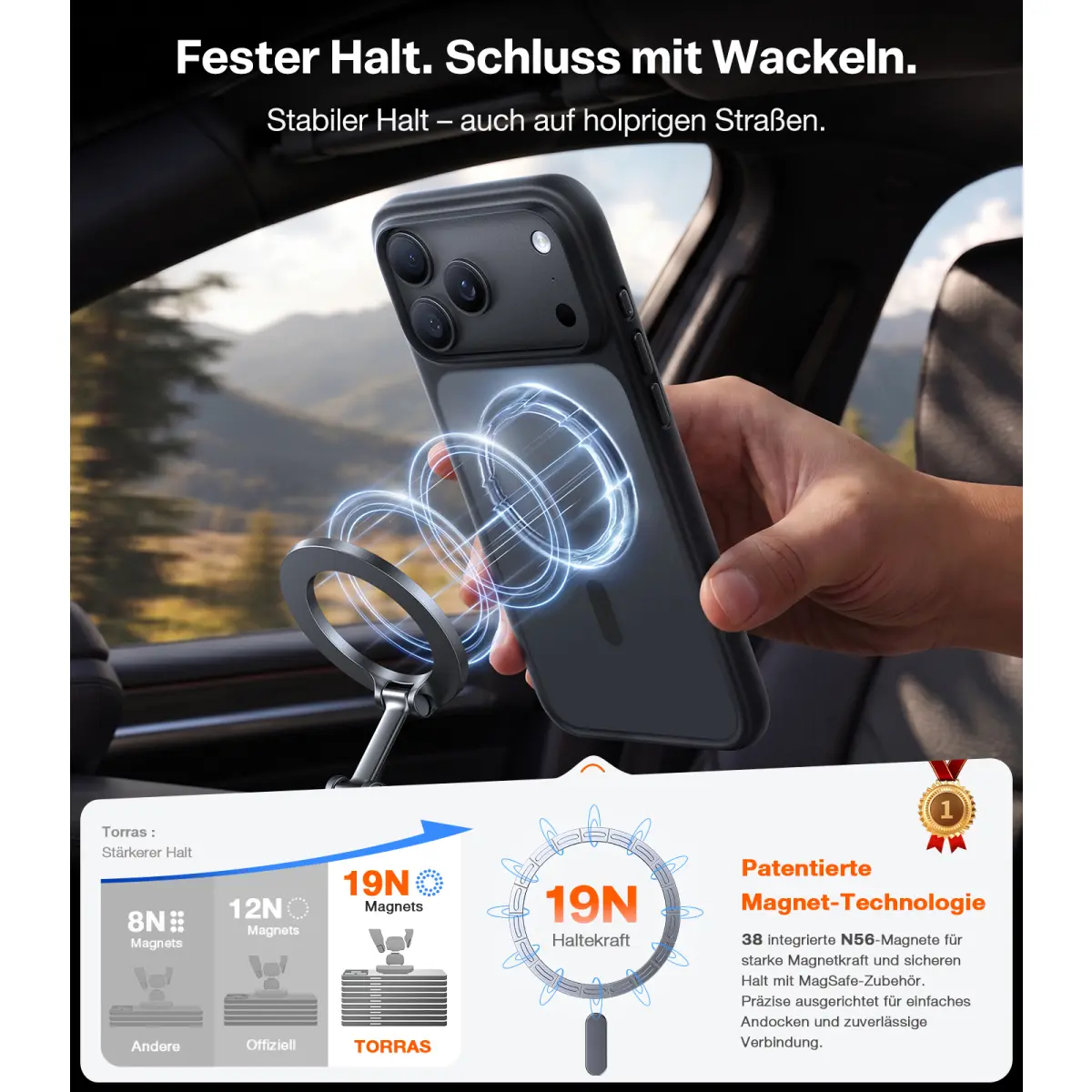TORRAS Guardian MagSafe Schutzhülle Backcover Schwarz für iPhone 18 Pro – Bild 8