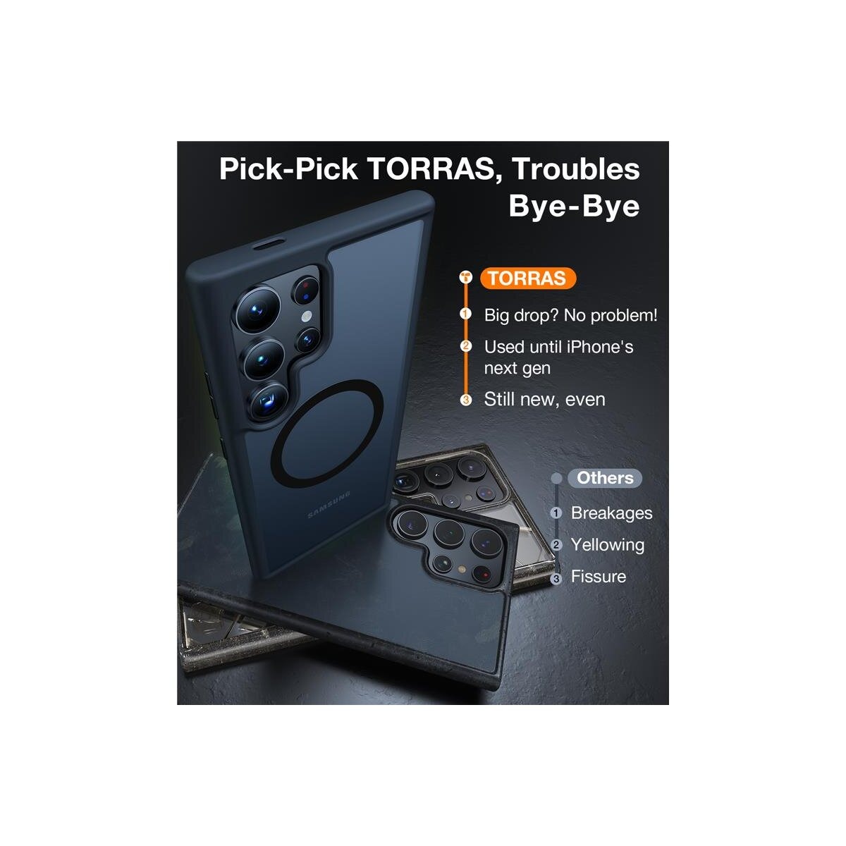 TORRAS Guardian MagSafe Schutzhülle Samsung Galaxy S24 Ultra Schwarz – Bild 2