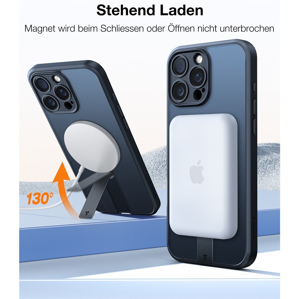 TORRAS Schutzhülle mit 360° Kickstand für iPhone 16 Pro Schwarz – Bild 4