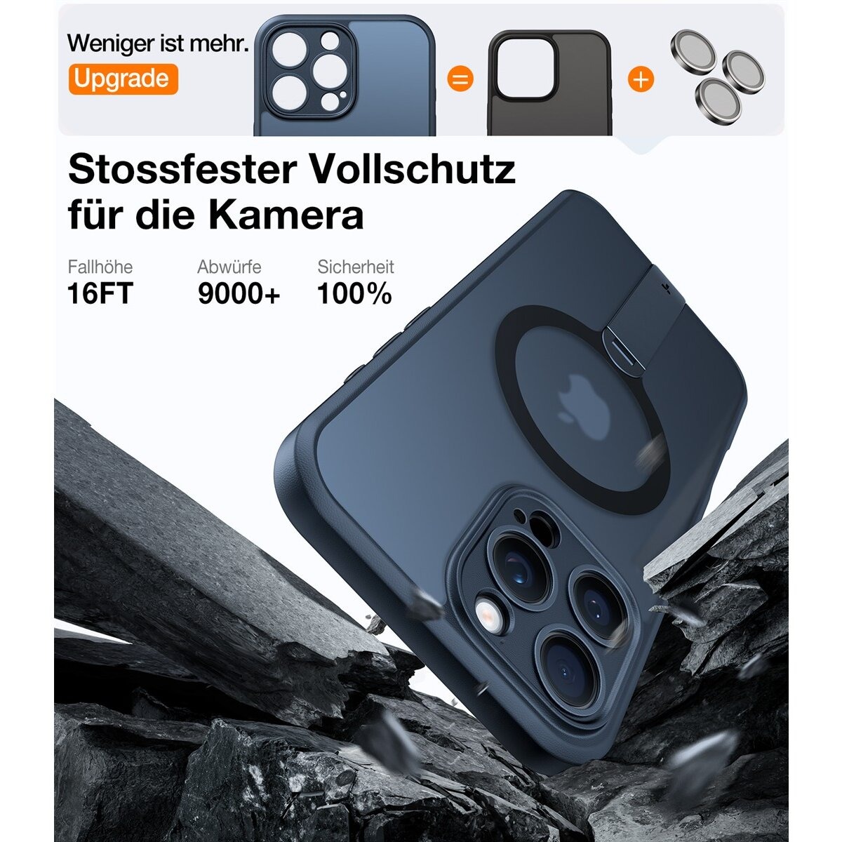 TORRAS Schutzhülle mit 360° Kickstand für iPhone 16 Pro Schwarz – Bild 6
