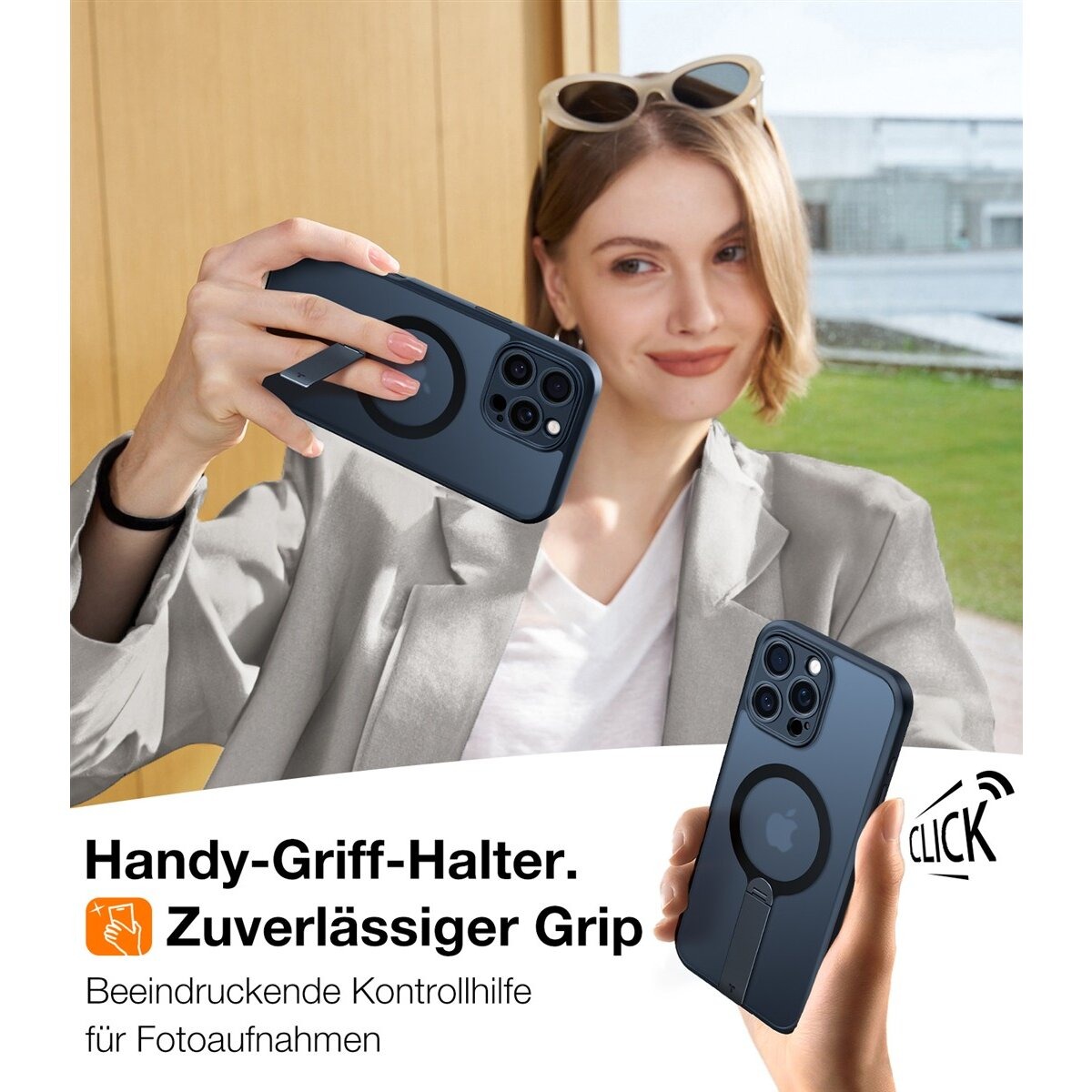 TORRAS Schutzhülle mit 360° Kickstand für iPhone 16 Pro Schwarz – Bild 7